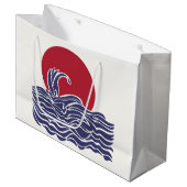 Sonnenuntergang und Wellen im Roten, Weißen und Bl Große Geschenktüte (Vorderseite Schrägansicht)