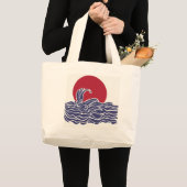 Sonnenuntergang und Wellen im Roten, Weißen und Bl Jumbo Stoffbeutel (Vorderseite (Produkt))