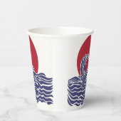 Sonnenuntergang und Wellen im Roten, Weißen und Bl Pappbecher (Links)