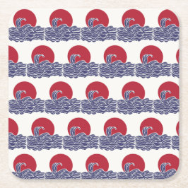 Sonnenuntergang und Wellen im Roten, Weißen und Bl Rechteckiger Pappuntersetzer