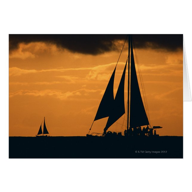 Sonnenuntergang und Yacht 2 (Vorderseite (Horizontal))