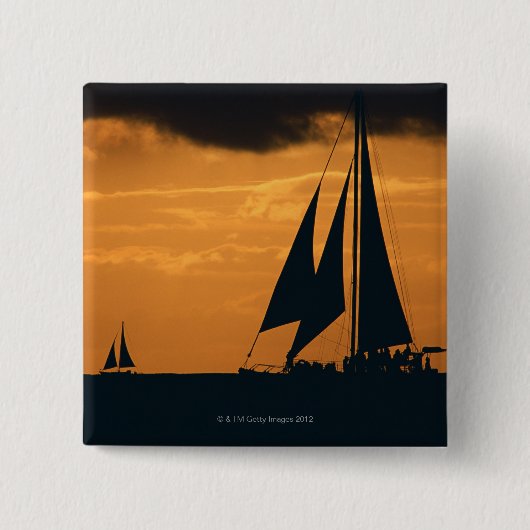 Sonnenuntergang und Yacht 2 Button (Vorderseite)