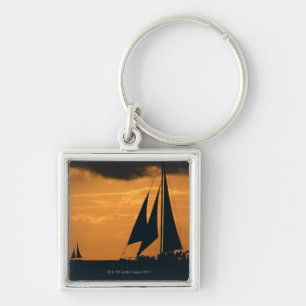 Sonnenuntergang und Yacht 2 Schlüsselanhänger