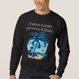 Sonnenuntergang unter Palmen und nahe am Meer jage Sweatshirt