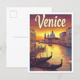 Sonnenuntergang Venedig Italien Vintage Reise Postkarte