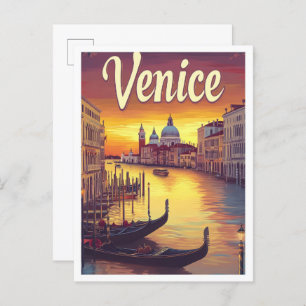 Sonnenuntergang Venedig Italien Vintage Reise Postkarte