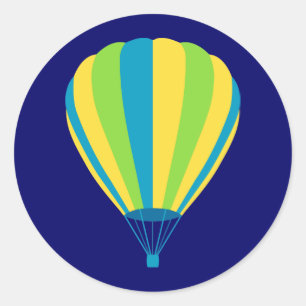 Sonnenuntergang verblassen Heißluftballon Runder Aufkleber