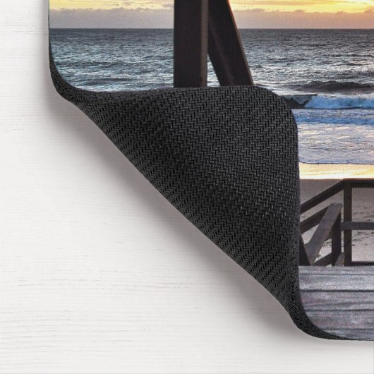 Sonnenuntergang vom Rustikalen Holzdeck Mousepad (Ecke)