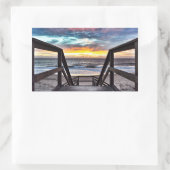 Sonnenuntergang vom Rustikalen Holzdeck Rechteckiger Aufkleber (Tasche)