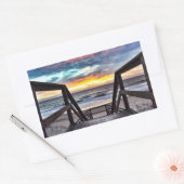 Sonnenuntergang vom Rustikalen Holzdeck Rechteckiger Aufkleber (Umschlag)