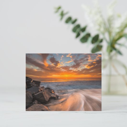 Sonnenuntergang vom Strand von Tamarach Postkarte (Stehend Vorderseite)