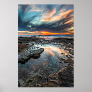 Sonnenuntergang von den Gezeitentümpeln Poster