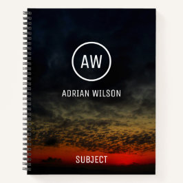 Sonnenuntergang vor dem Sturm Mit Monogramm Notizblock