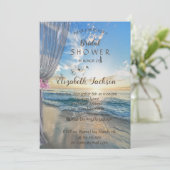 Sonnenuntergang, Vorhang, Blume Brautparty Einladung (Stehend Vorderseite)