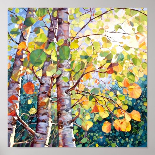 Sonnenuntergang-Wald Aquarellmalerei Poster (Vorne)