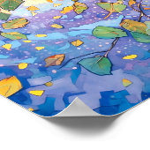 Sonnenuntergang-Wald Aquarellmalerei Poster (Ecke)