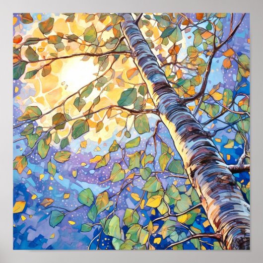 Sonnenuntergang-Wald Aquarellmalerei Poster (Vorne)