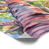 Sonnenuntergang-Wald Aquarellmalerei Poster (Ecke)