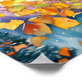 Sonnenuntergang-Wald Aquarellmalerei Poster (Ecke)