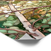 Sonnenuntergang-Wald Aquarellmalerei Poster (Ecke)