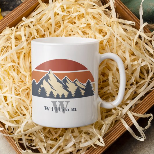 Sonnenuntergang Wald Zeichnend schöne Monogram Hik Kaffeetasse