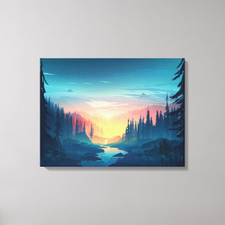 Sonnenuntergang-Wälder Premium gepanzerte Canvas ( Leinwanddruck