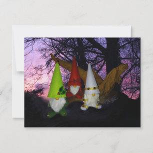 Sonnenuntergang Waldgnome Feiertagskarte