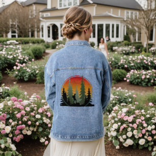 Sonnenuntergang Wandern Natur Wald Jeansjacke