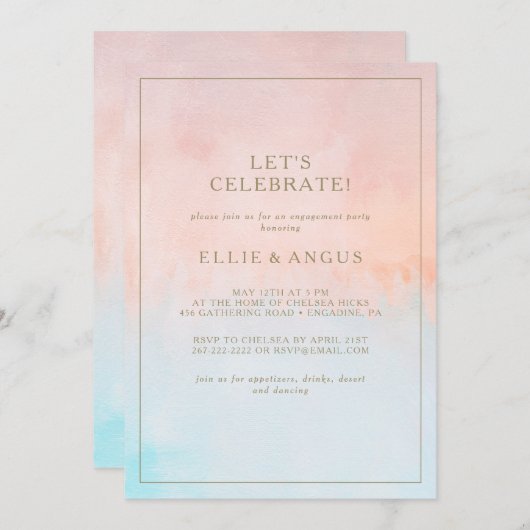 Sonnenuntergang Wasserfarbe Feiern Einladung (Vorne/Hinten)