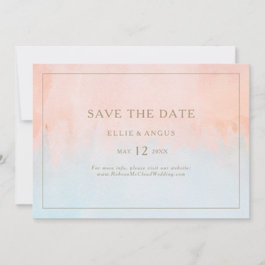 Sonnenuntergang Wasserfarbe Save the Date horizont (Vorderseite)