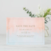 Sonnenuntergang Wasserfarbe Save the Date horizont (Stehend Vorderseite)