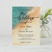 Sonnenuntergang Wasserfarben-Küste Tropischer Stra Einladung (Stehend Vorderseite)