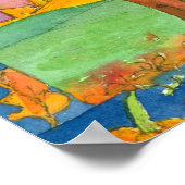 Sonnenuntergang Wasserfarben Landschaftsbild Herbs Poster (Ecke)