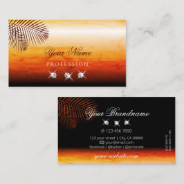 Sonnenuntergang Wasserfarben Palm Blätter Diamonds Visitenkarte