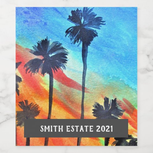 Sonnenuntergang Weinetikett (Einzelnes Label)