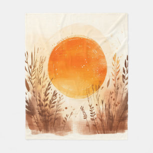 Sonnenuntergang Weizen Gras Boho Sonnenaufgang Fleecedecke