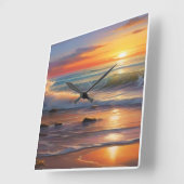 Sonnenuntergang: Welle der Ruhe Quadratische Wanduhr (Winkel)