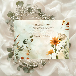 Sonnenuntergang Wildblume Hochzeit Dankeskarte