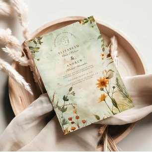 Sonnenuntergang Wildblume Hochzeit Einladung