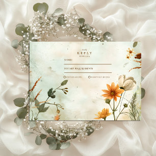 Sonnenuntergang Wildblume Hochzeit RSVP Karte