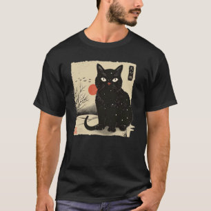 Sonnenuntergang Winter Kätzchen Liebhaber Japanisc T-Shirt