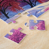 Sonnenuntergang Winterschnee Natur farbenfrohe Pri Puzzle (Seite)