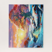 Sonnenuntergang Winterschnee Natur farbenfrohe Pri Puzzle (Vertikal)