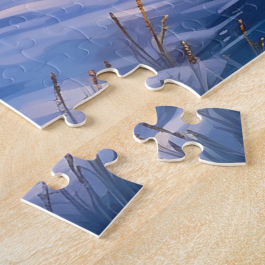 Sonnenuntergang Winterschnee Natur farbenfrohe Pri Puzzle (Seite)