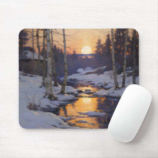 Sonnenuntergang Winterwaldlandschaft Mousepad (Mit Mouse)