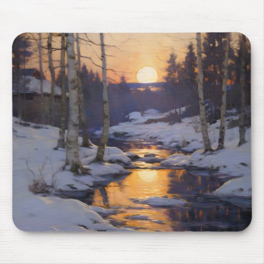 Sonnenuntergang Winterwaldlandschaft Mousepad (Vorne)