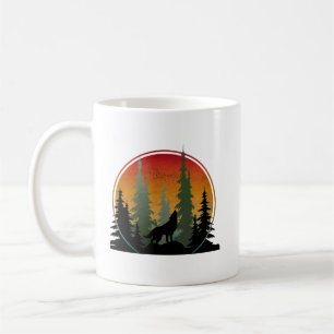 Sonnenuntergang Wolf Naturlandschaft Kaffeetasse