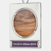 Sonnenuntergang Wolken II Pastel Abstrakte Natur Banner-Ornament Silber (Links)