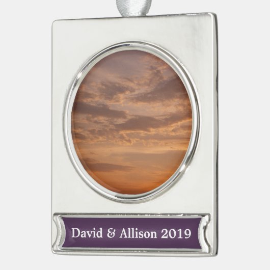 Sonnenuntergang Wolken II Pastel Abstrakte Natur Banner-Ornament Silber (Links)