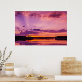 Sonnenuntergang Wolken Lila Landschaft Natur Somme Poster (Küche)